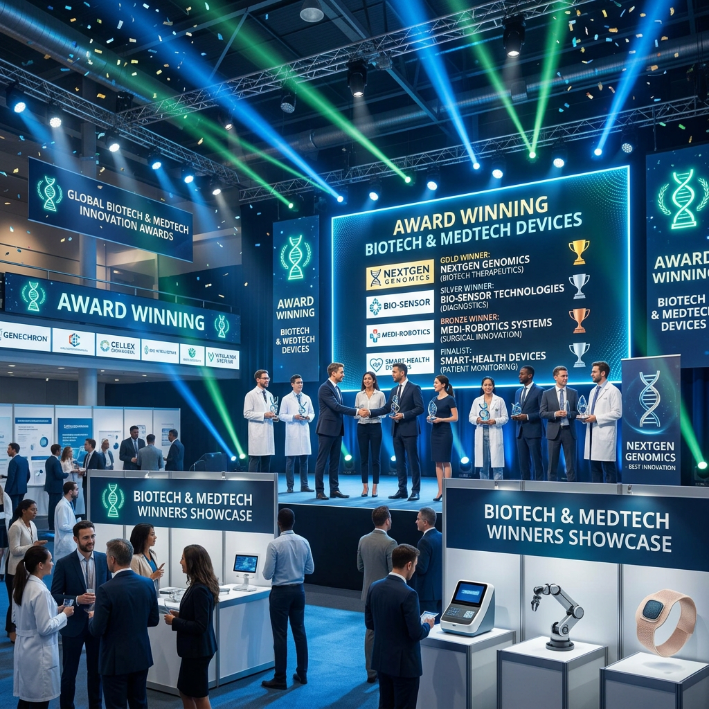 Award ceremony showcasing winners of biotech and medtech innovation awards